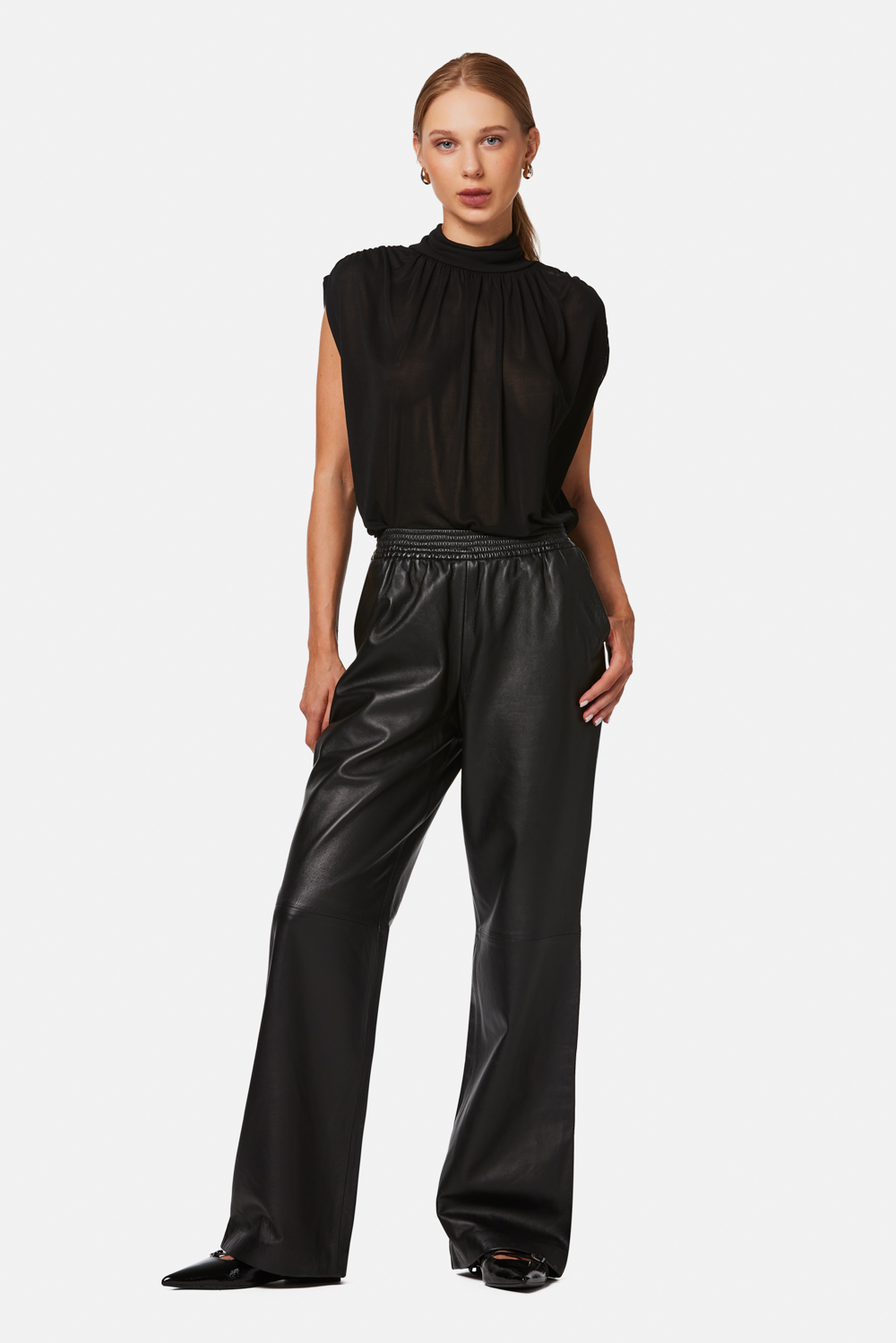 Pantalon din piele 652 negru